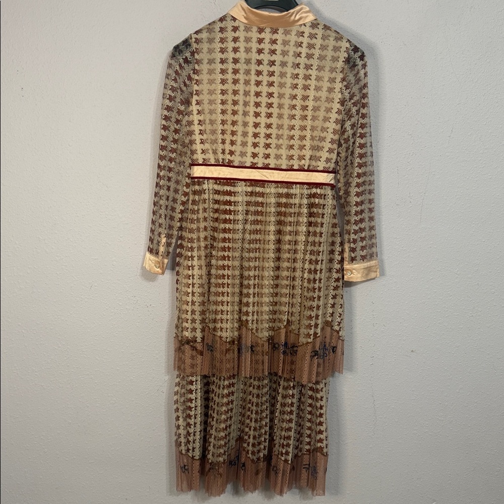 Kaimilan Women Peach/Burgundy Rame Like Material Tiered Dress Size 6 - Picture 8 of 13